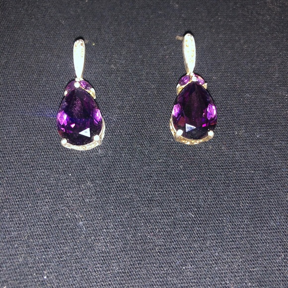 Vintage sapphire sterling silver earrings - Picture 1 of 4
